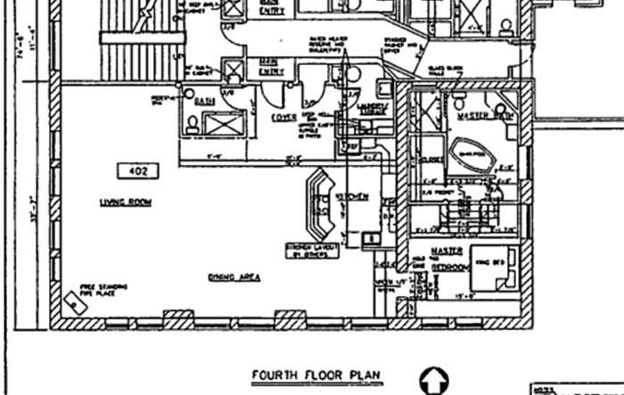 1,964 sqft Unit 402 Floor Plan